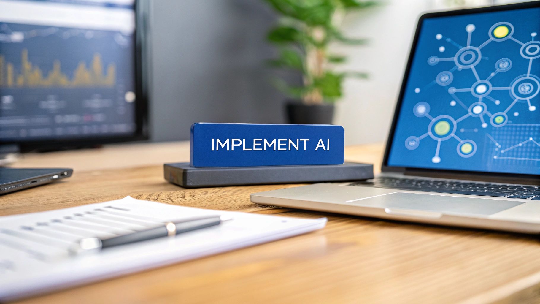 Learn how to implement AI in business with this practical guide. Get actionable strategies for planning, launching, and scaling your first AI project.