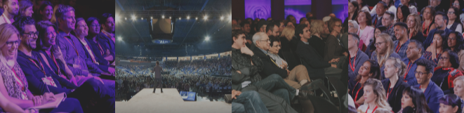 An image showing a large-scale event with a packed audiences.
