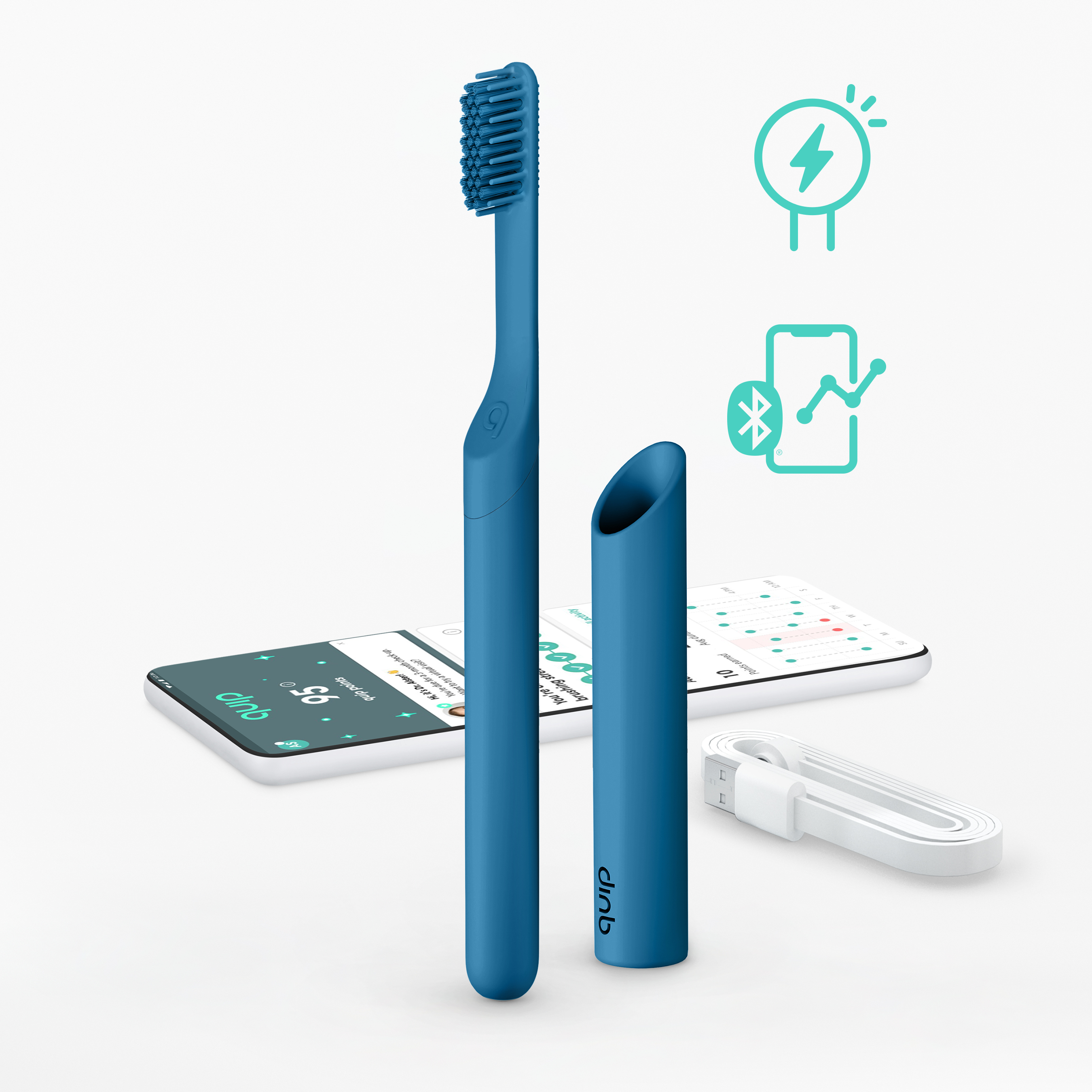 Rechargeable Smart Ocean Blue Plastic Electric Toothbrush detail