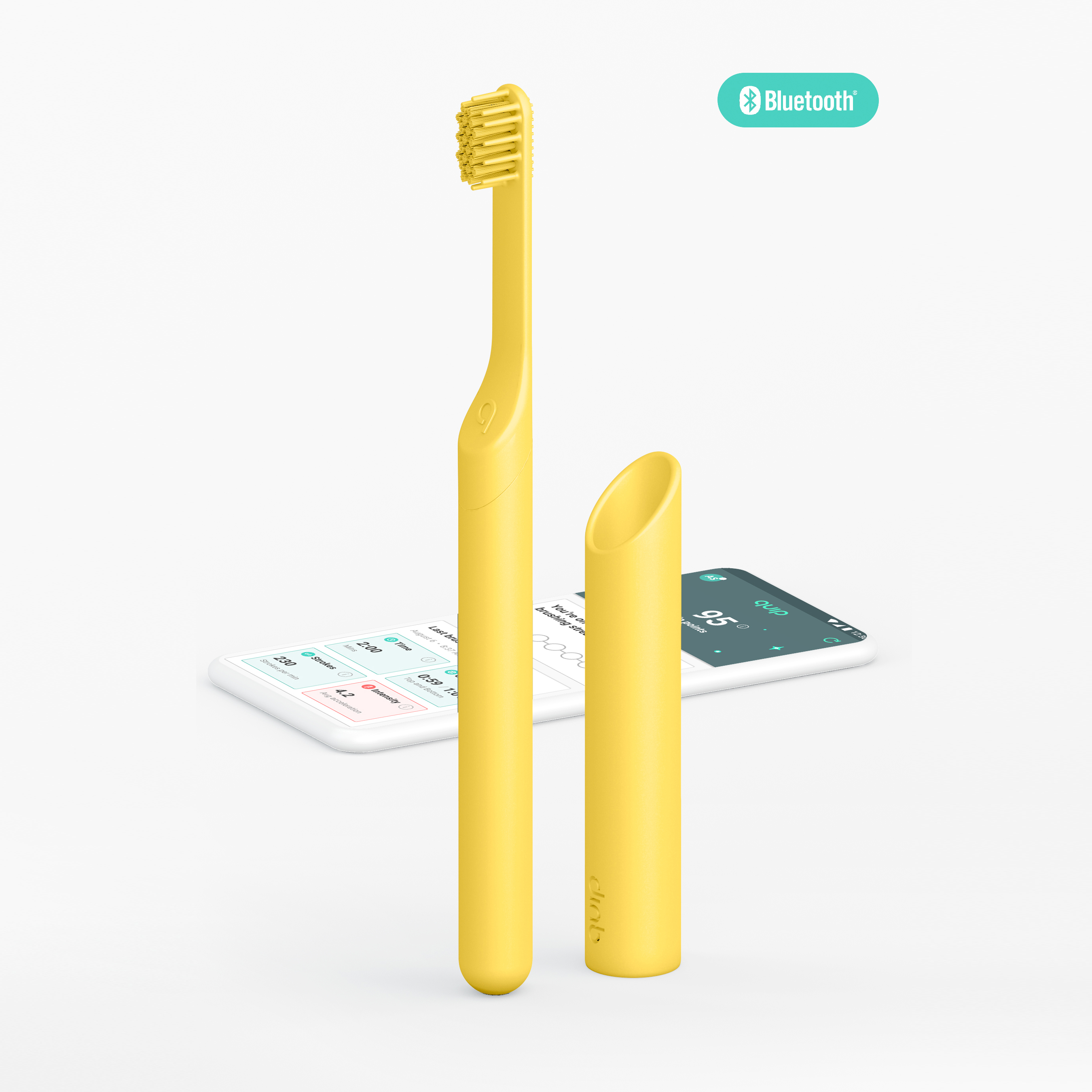 Kids Smart All-Yellow Rubber Electric Toothbrush detail image