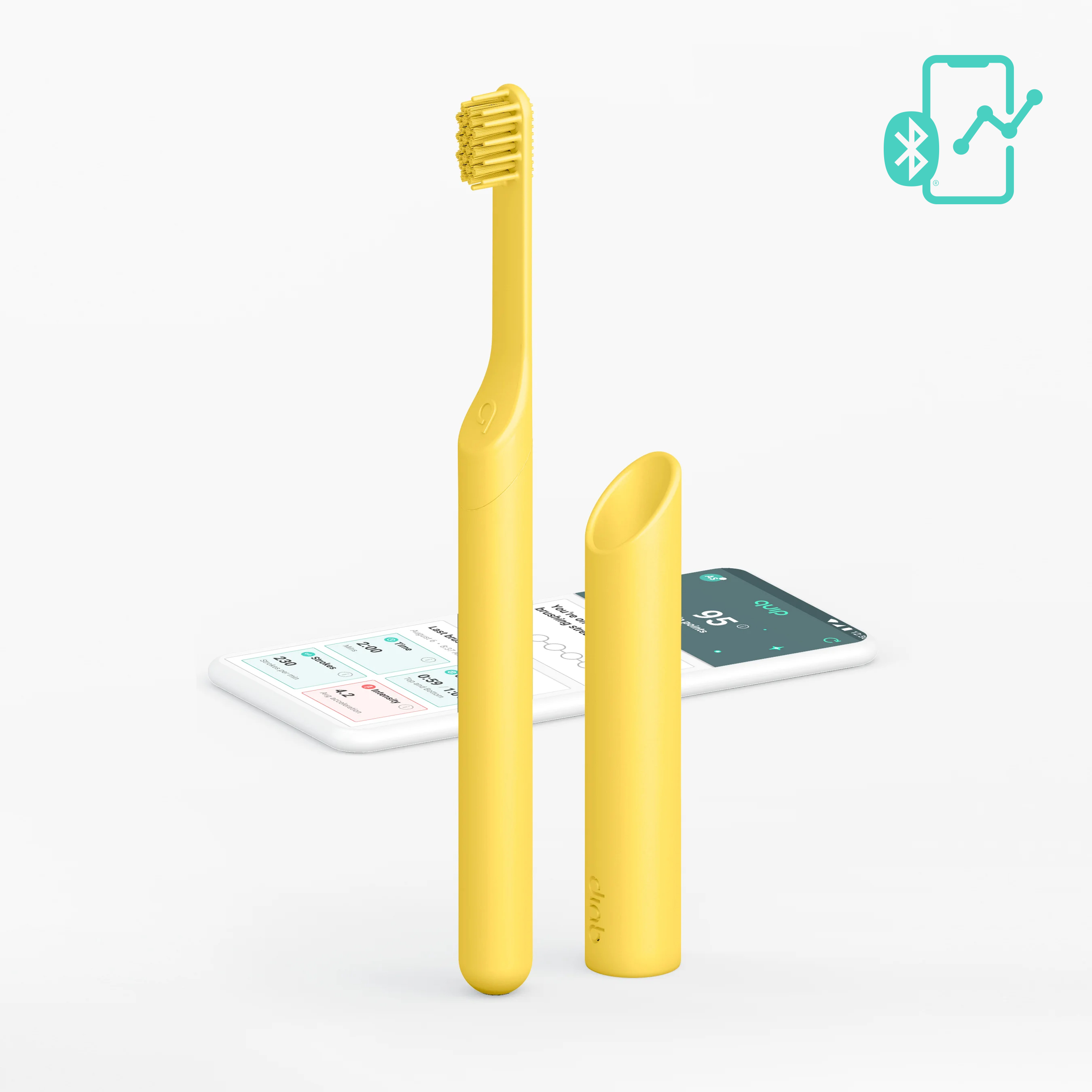Kids Smart All-Yellow Rubber Electric Toothbrush detail