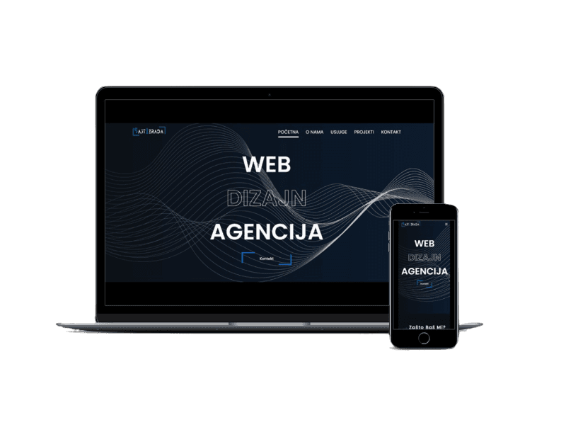 A laptop, phone and tablet displaying the web agency website.