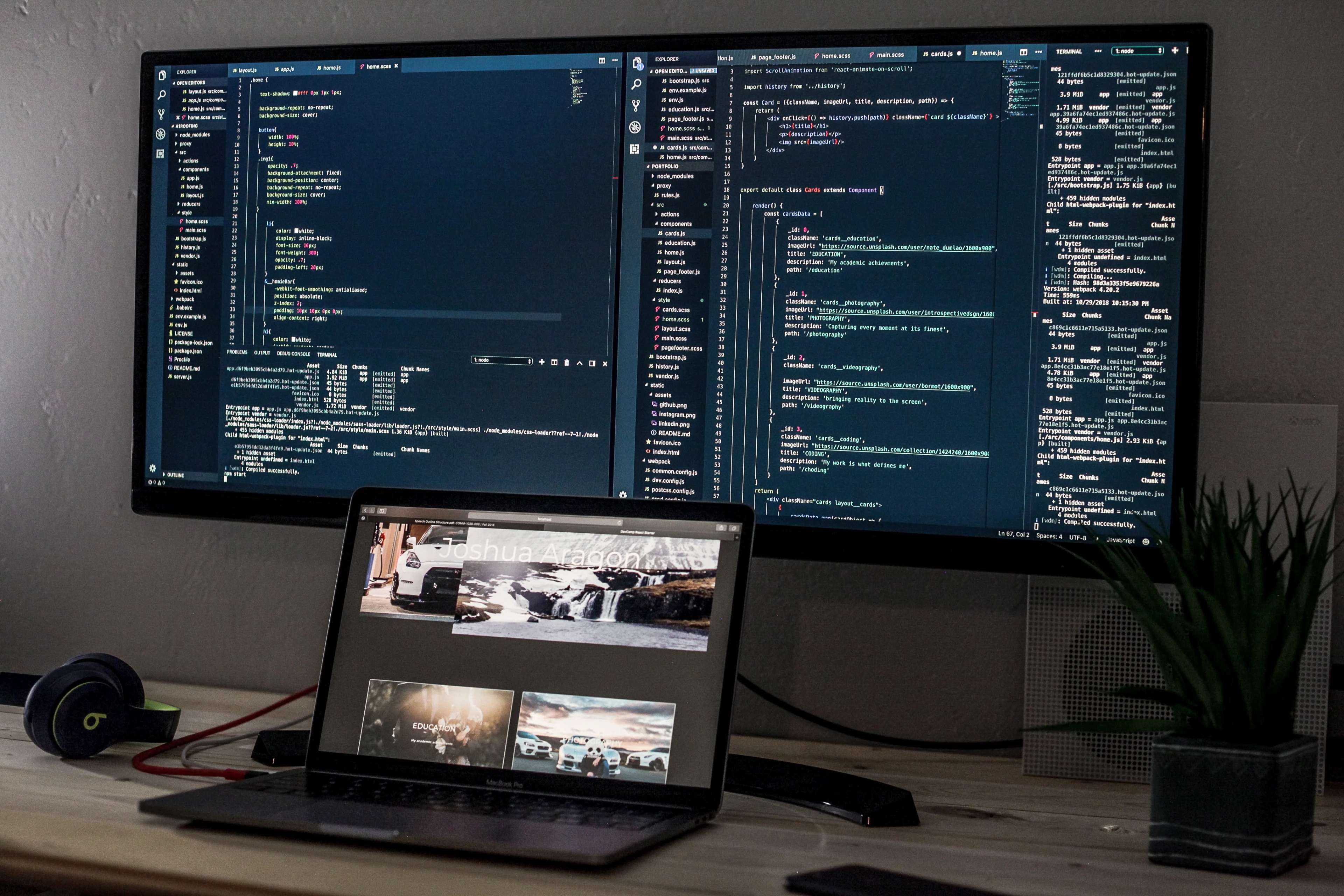 desktop and monitors