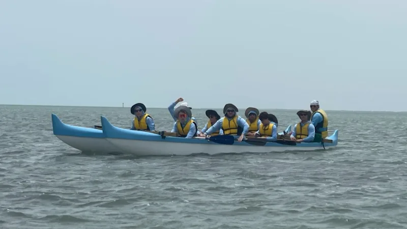The war canoe was the boat we paddled to get from base camp to the island and back.