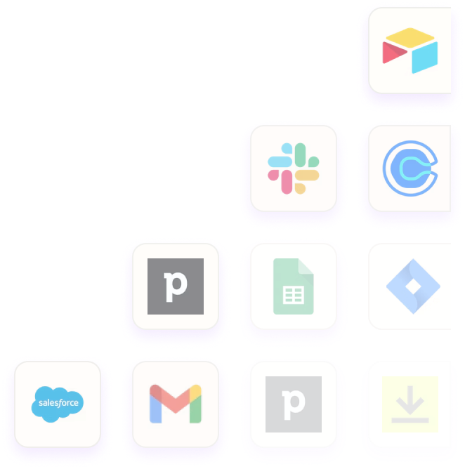 Icons of the apps supported in Wakflo disposed in a ladder way.