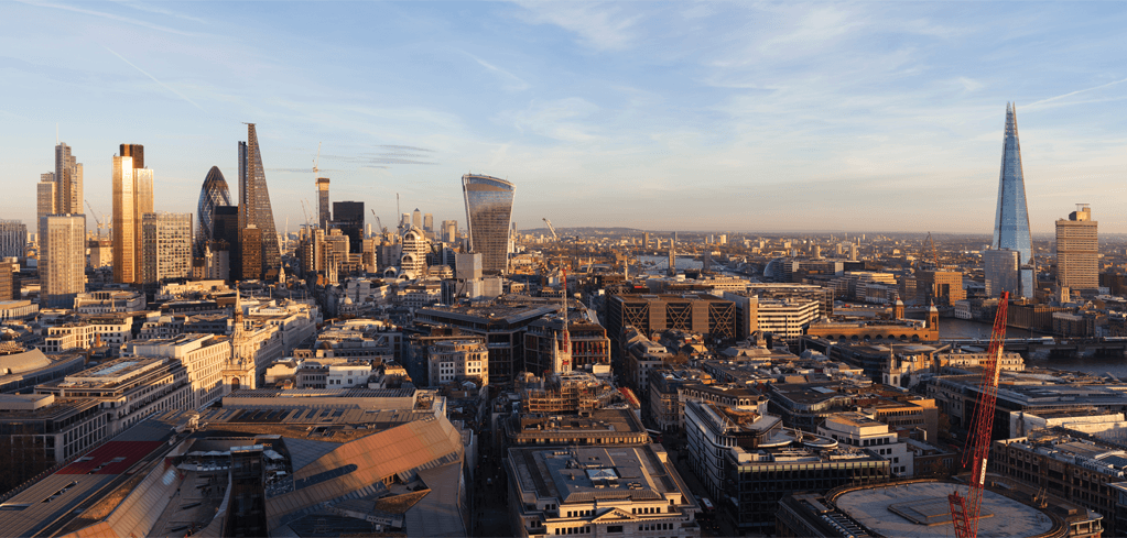 A panoramic view of central London offices