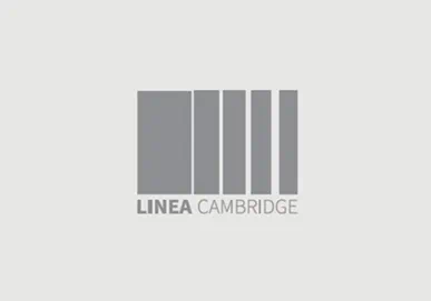 Linea Cambridge logo featuring gray vertical bars of varying widths with the brand name below on light background.