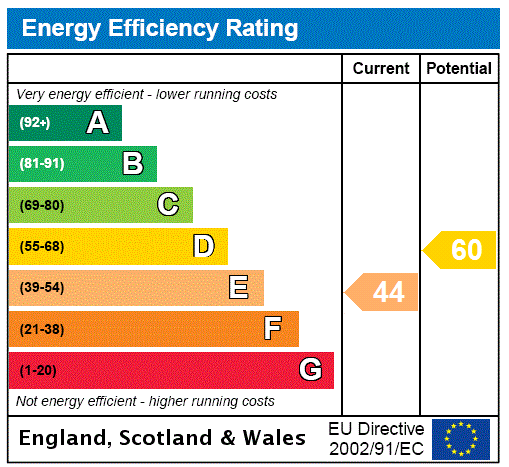 This property has an EPC rating of E, with an energy efficiency rating of 44