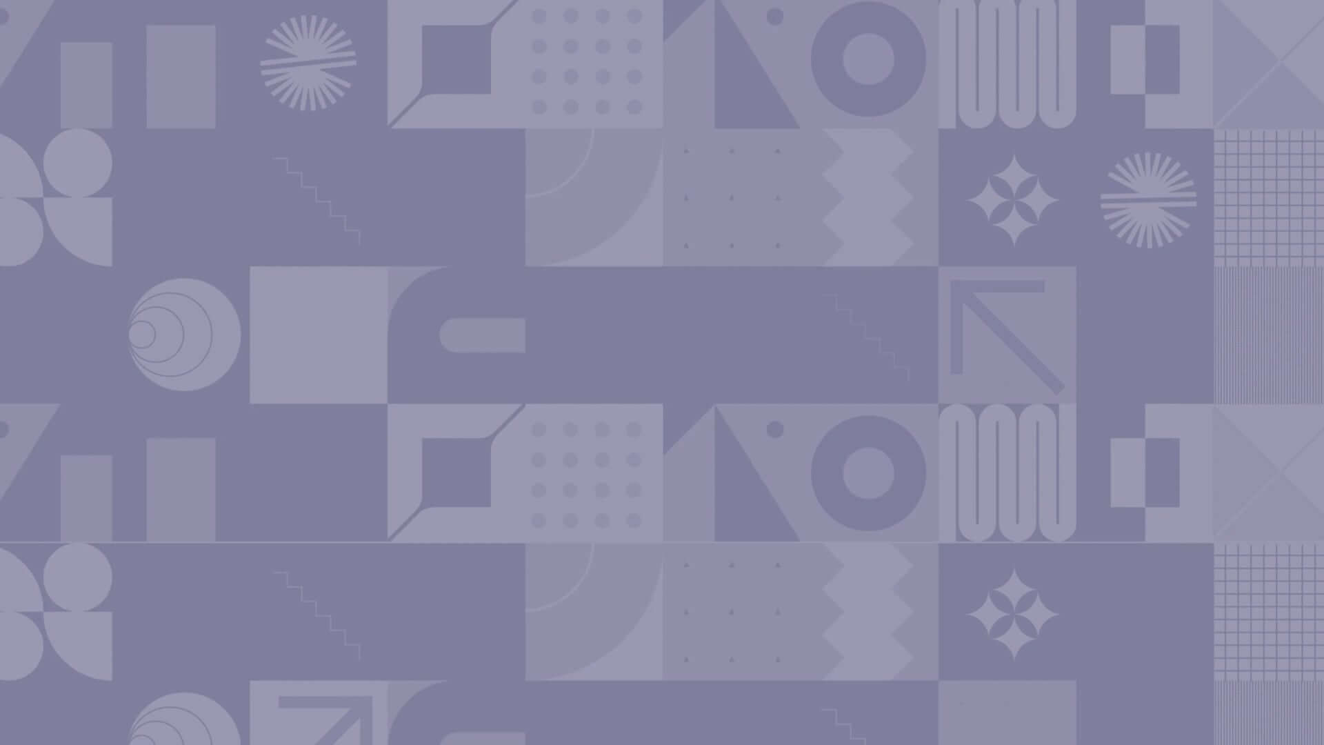 Abstract geometric pattern in purple and lavender tones featuring circles, squares, stars, and various shapes in a grid layout.