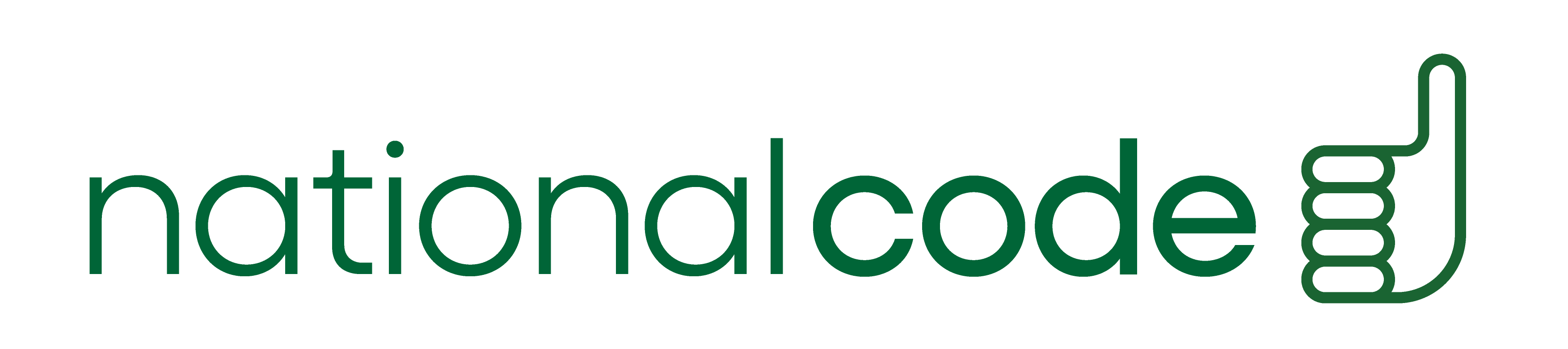 National Code logo in green text with a thumbs up icon integrated into the design