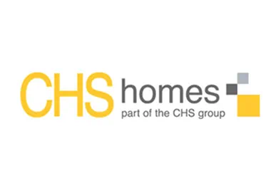 CHS Homes logo in yellow and gray text with a small square graphic, part of the CHS group