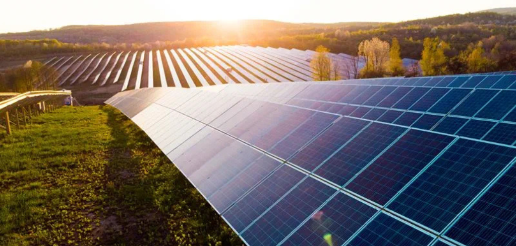 Solar panels on vast land
