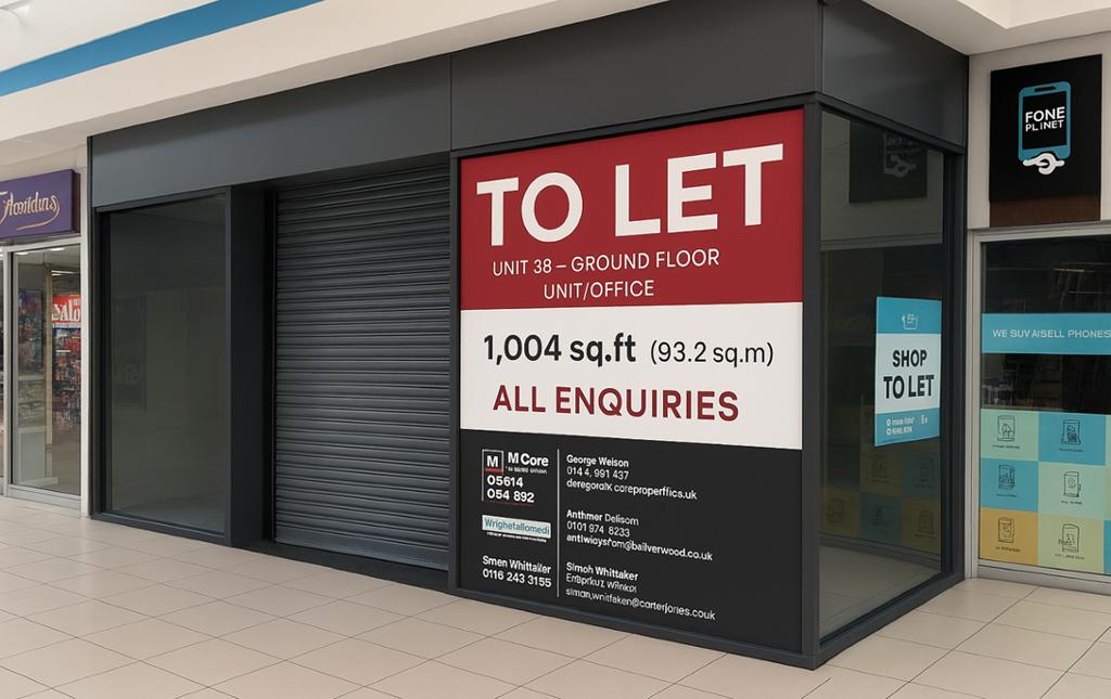 1004 Sq Ft, Unit 38 The Shires Shopping Centre, Trowbridge, BA14 - Available