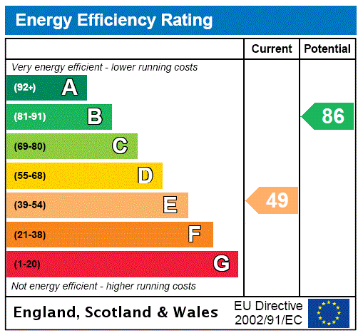 This property has an EPC rating of E, with an energy efficiency rating of 49