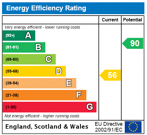 This property has an EPC rating of D, with an energy efficiency rating of 56