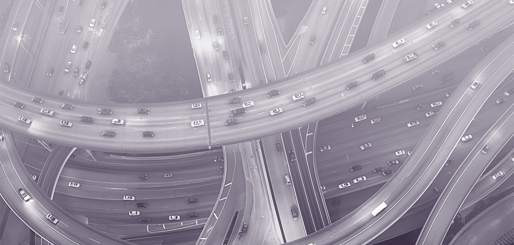 Aerial view of cars driving on a motorway