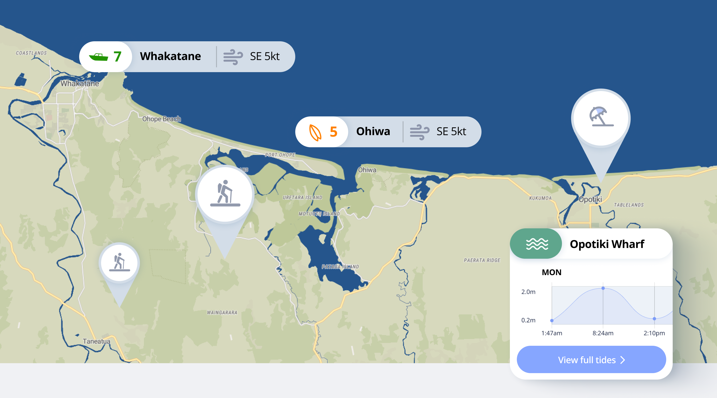 Map showing forecast weather in Opotikii Wharf New Zealand