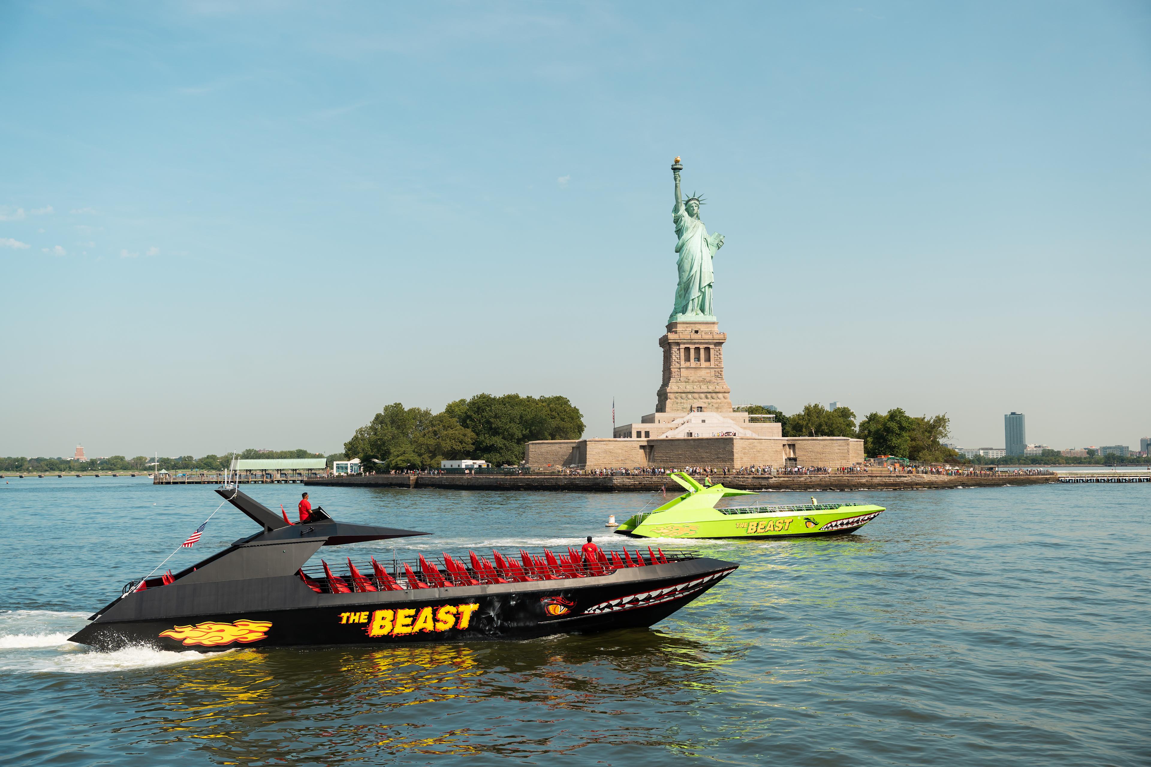 Two Beast Speedboats in front of the Statue