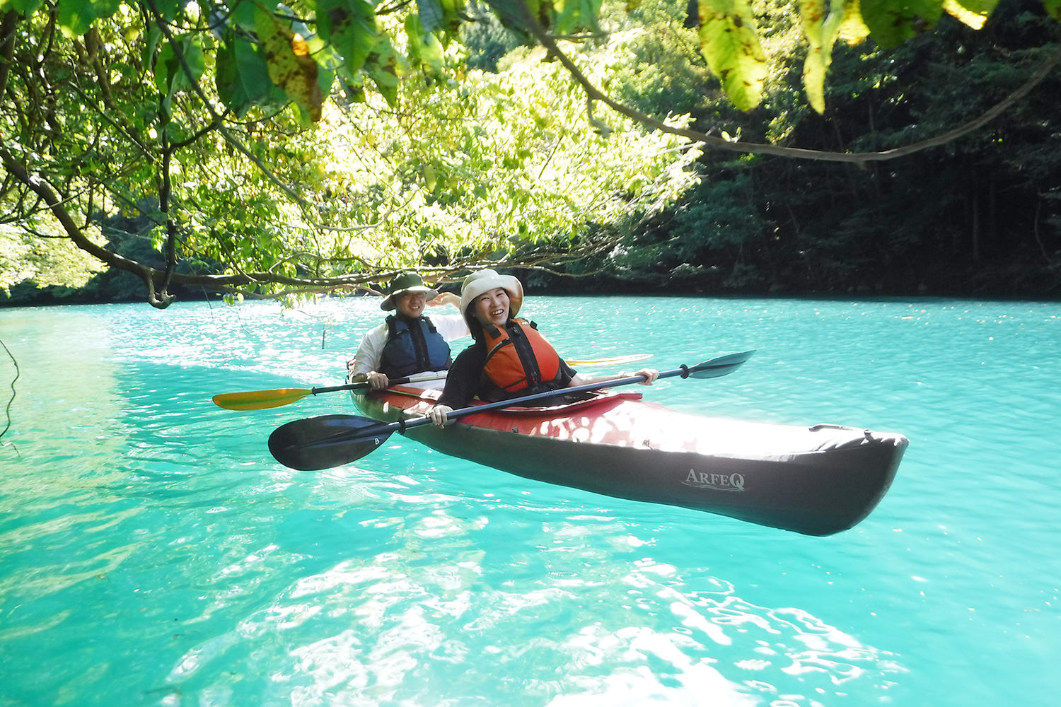 Paddling in serene waterways