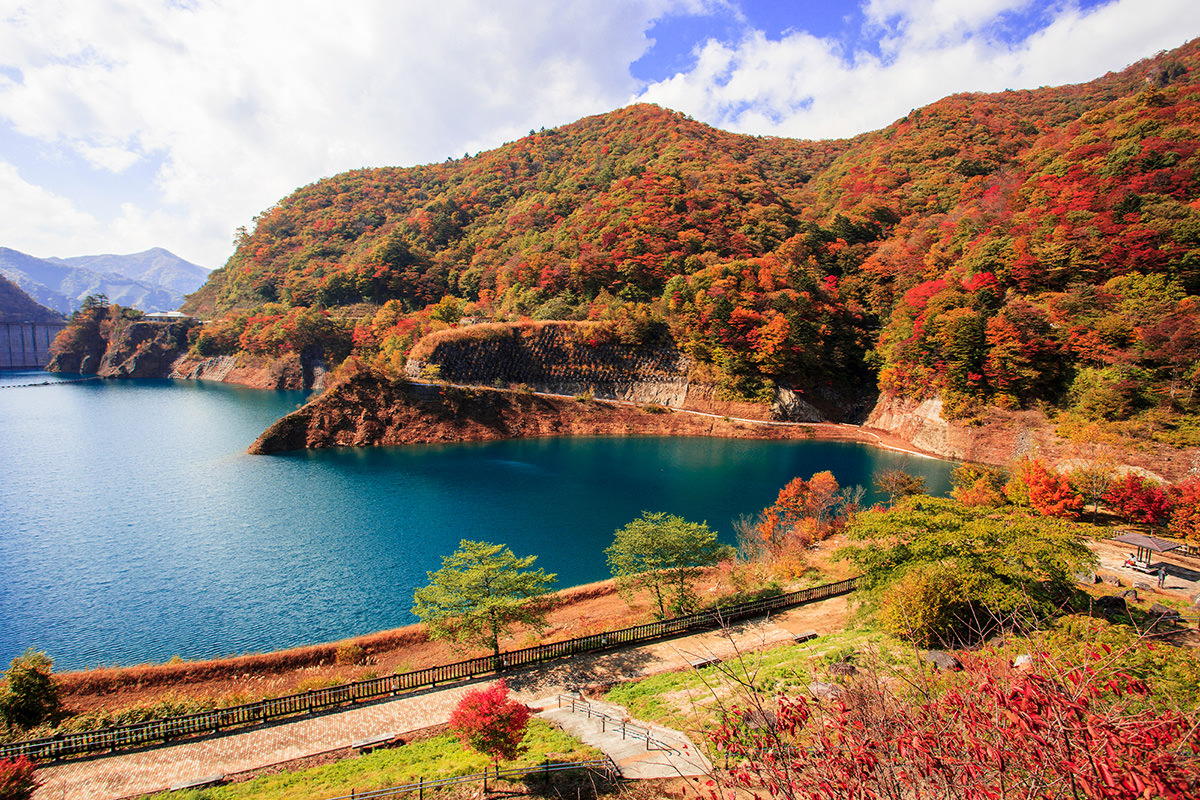 ใบไม้เปลี่ยนสีรอบทะเลสาบโอคุชิมะ