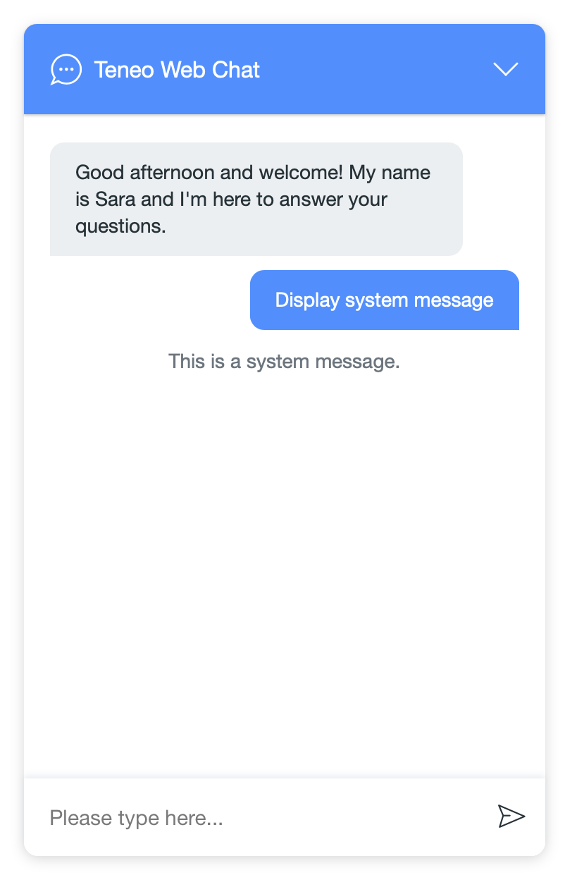 Teneo Web Chat - System Message