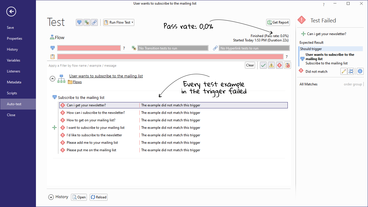 Disabled Trigger results failed