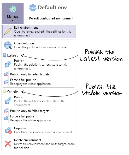 Publish with version flags