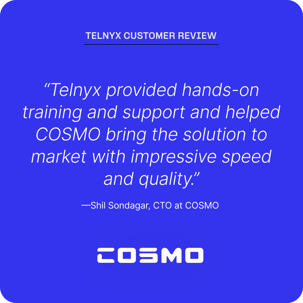 COSMO CTO testimonial