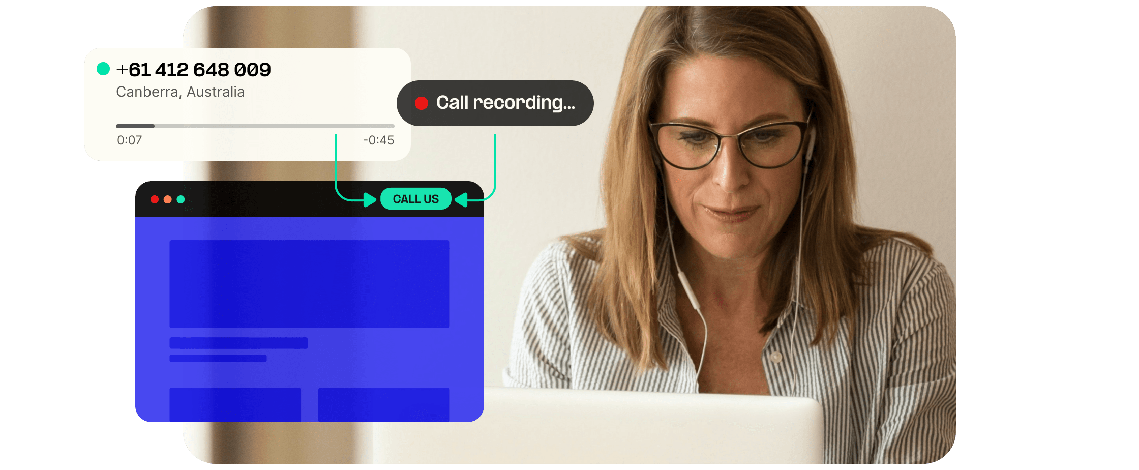 Woman connects VoIP call with custom built dialer