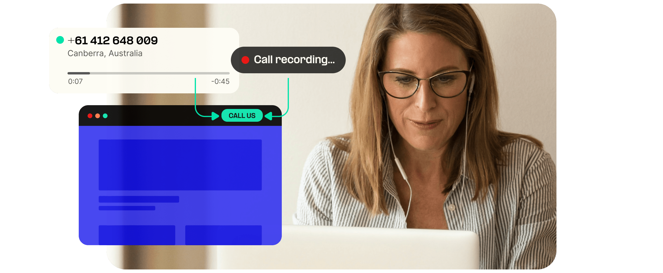 Woman connects VoIP call with custom built dialer