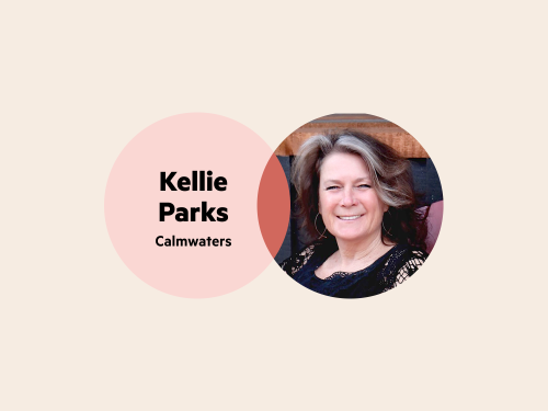 A Venn diagram—in the left circle are the words 'Kellie Parks Calmwaters' and in the right circle is Kellie's headshot.