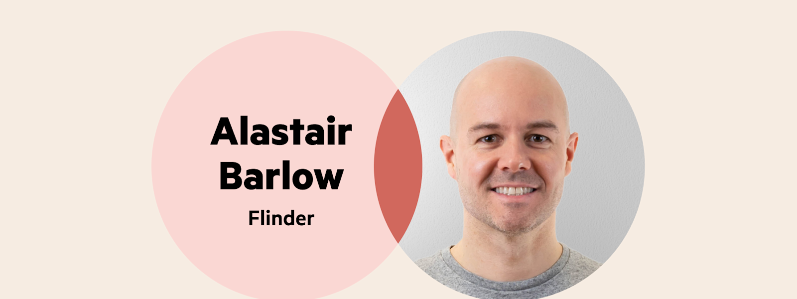 A 2-circle Venn diagram with the words 'Alastair Barlow, flinder' in one and Alastair's picture in the other.