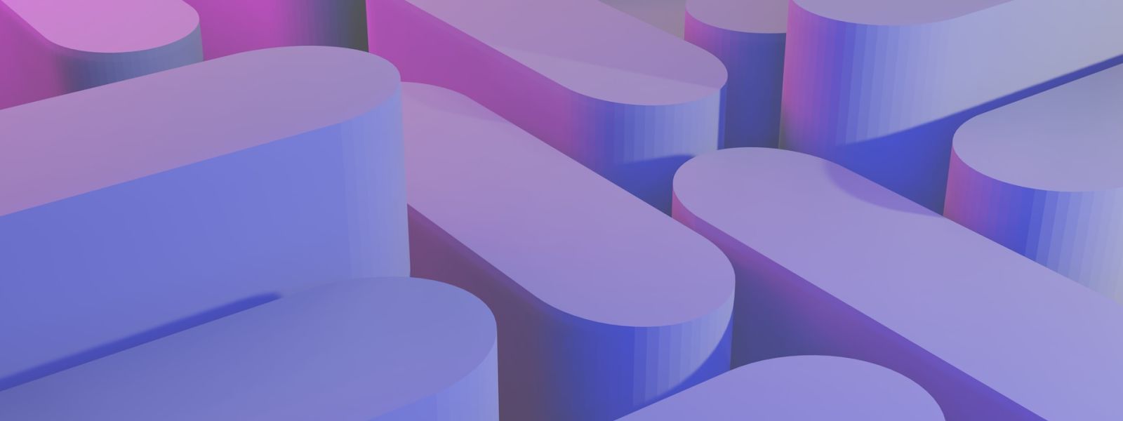 Accounting technology trends to watch out for (and how to use them to your advantage): a 3D render of pink and purple shapes that fit nicely together.