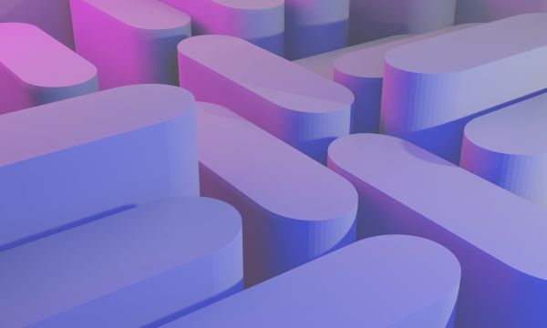 Accounting technology trends to watch out for (and how to use them to your advantage): a 3D render of pink and purple shapes that fit nicely together.