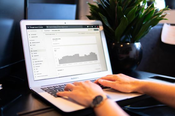 An image of a laptop screen where someone is using Google Search Console.