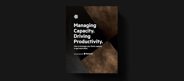 Front page of 'Managing Capacity. Driving Productivity'. on top of a black and grey textured background.