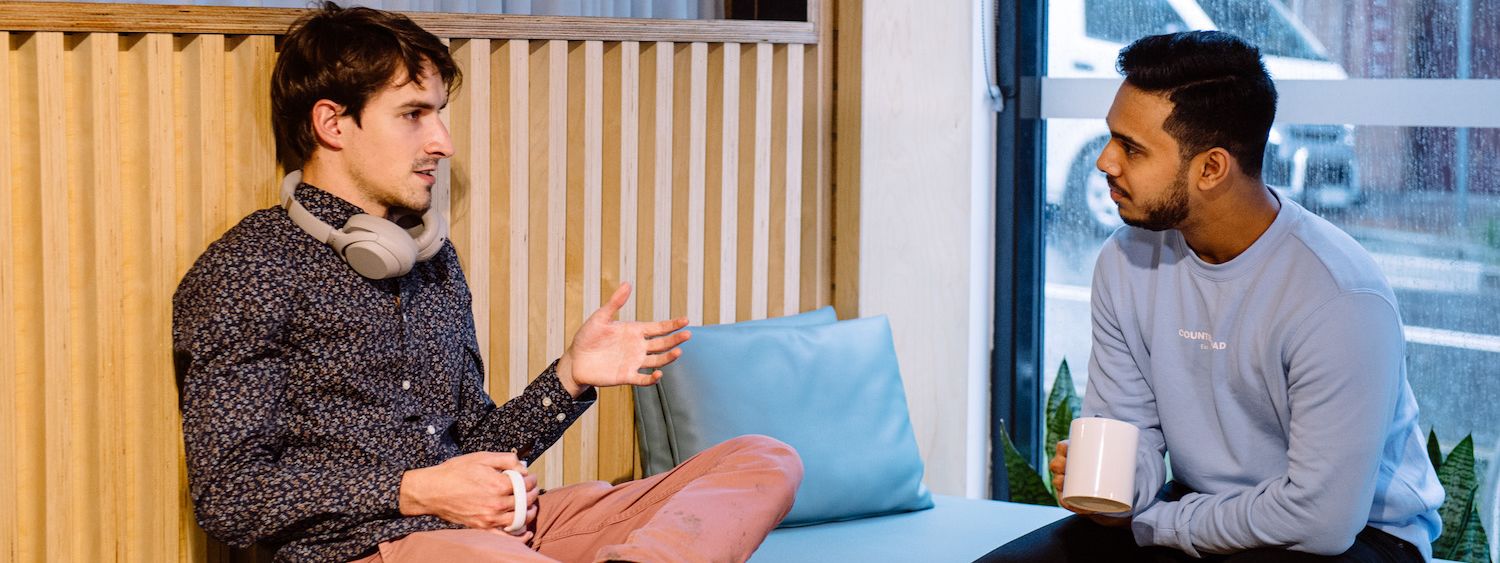 Two people from the Karbon team in deep discussion.