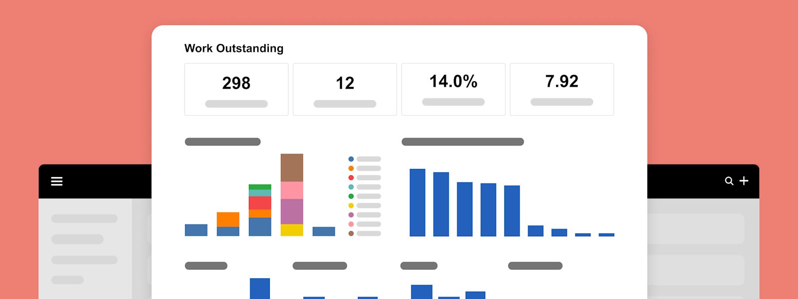 A visualisation of a Work outstanding report using PowerBI workbook with Karbon Practice Intelligence.