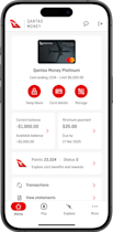 Qantas Money Home Screen