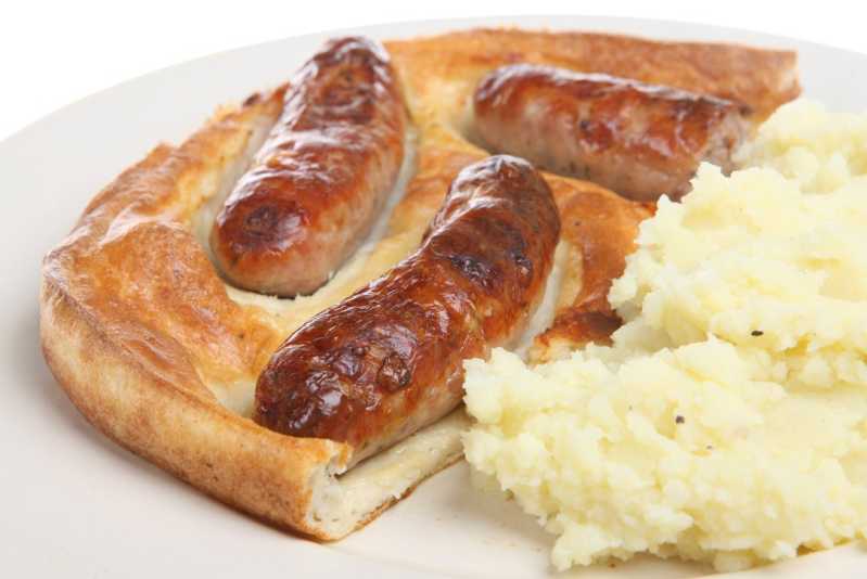 Toad in the Hole with Sausages and mash potato on the side