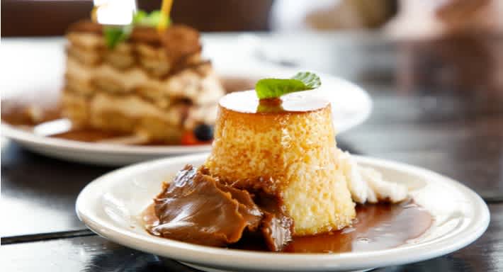 A traditional Argentinian flan with dulce de leche caramel sauce. 