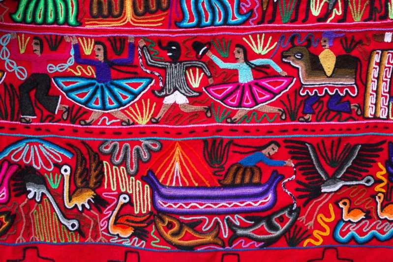 Traditional Peruvian fabric with a ‘chicha’, fishing, flora & fauna motif. Source: Shutterstock.

\[…\]
