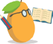 A Mango holding a book.