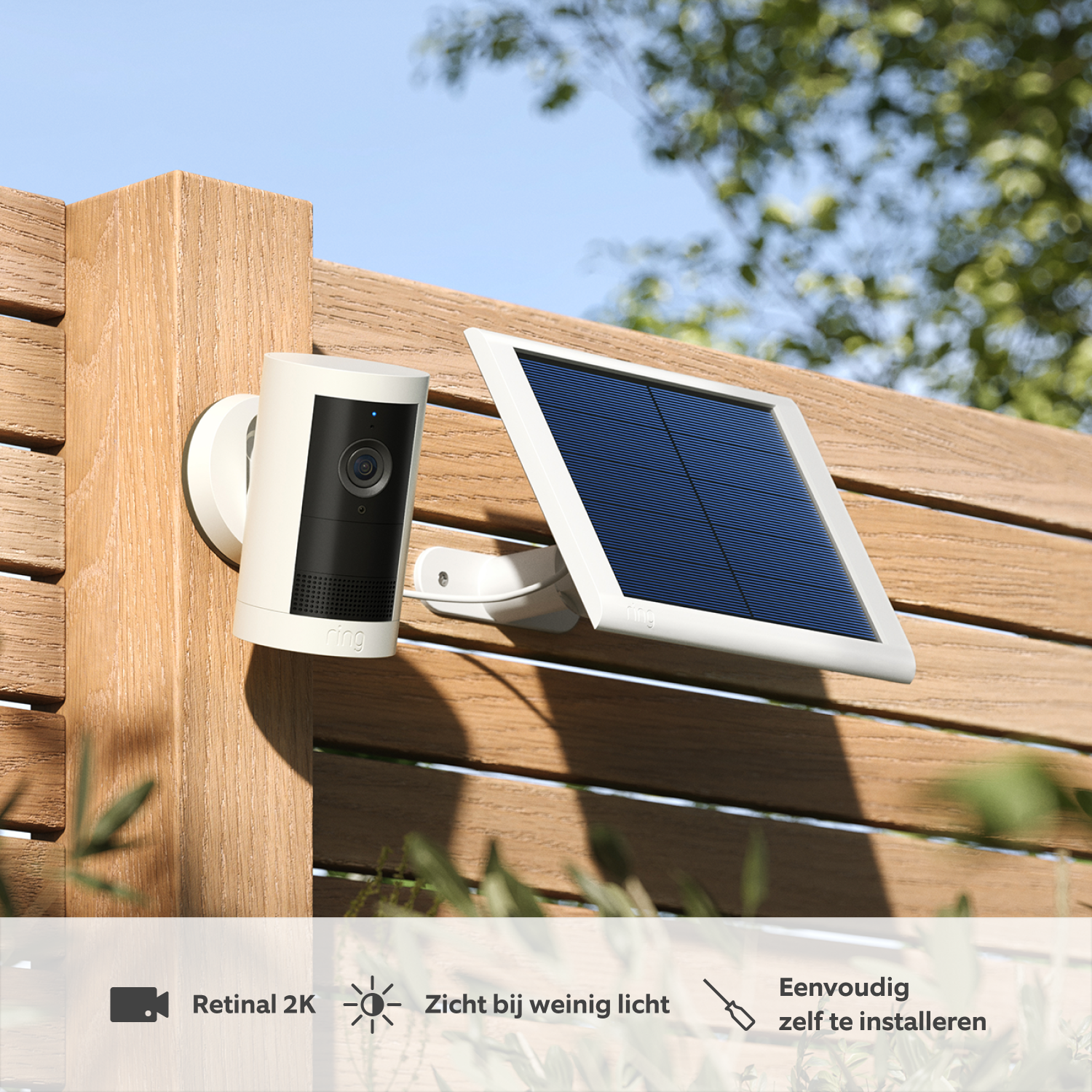 Buitencamera Plus op zonne-energie (Outdoor Camera Plus) - Wit:Buitencamera Plus op zonne-energie