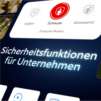 Bild zeigt Text 'Sicherheitsfunktionen für Ihr Unternehmen'. Video präsentiert Ring Business Security Funktionen.