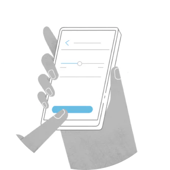 Illustrated hands using a phone app interface, representing video recording, saving, and sharing in Ring app.