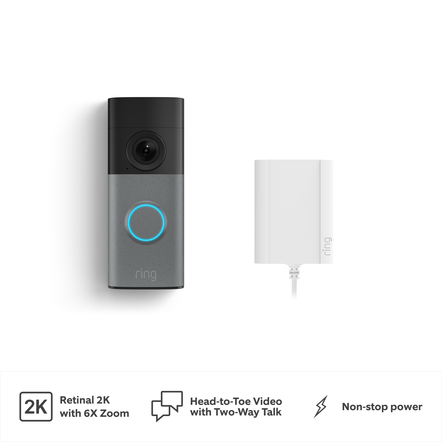 Wired Video Doorbell (newest generation) with Plug-In Adapter (for Featuring Retinal 2K) - Wired Video Doorbell (2nd Gen) with Plug-In Adapter 