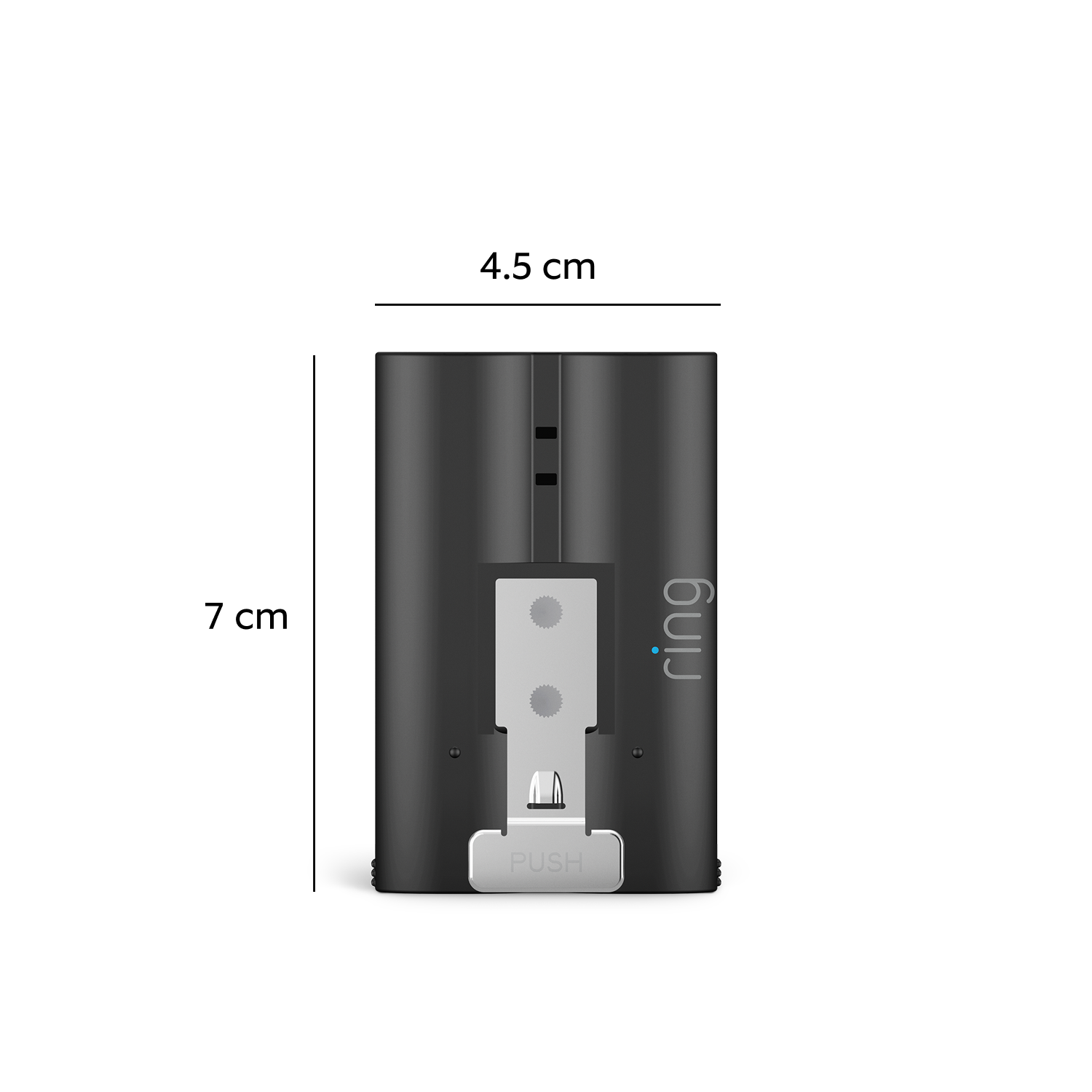 Batteria ricaricabile a sgancio rapido - Quick Release Battery Pack con indicatori di misura. Altezza 7 cm, larghezza 4,5 cm.