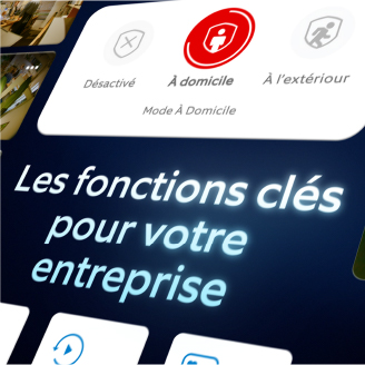 Image montrant le texte 'Fonctionnalités de sécurité pour votre entreprise'. La vidéo présente les fonctions Ring Business Security