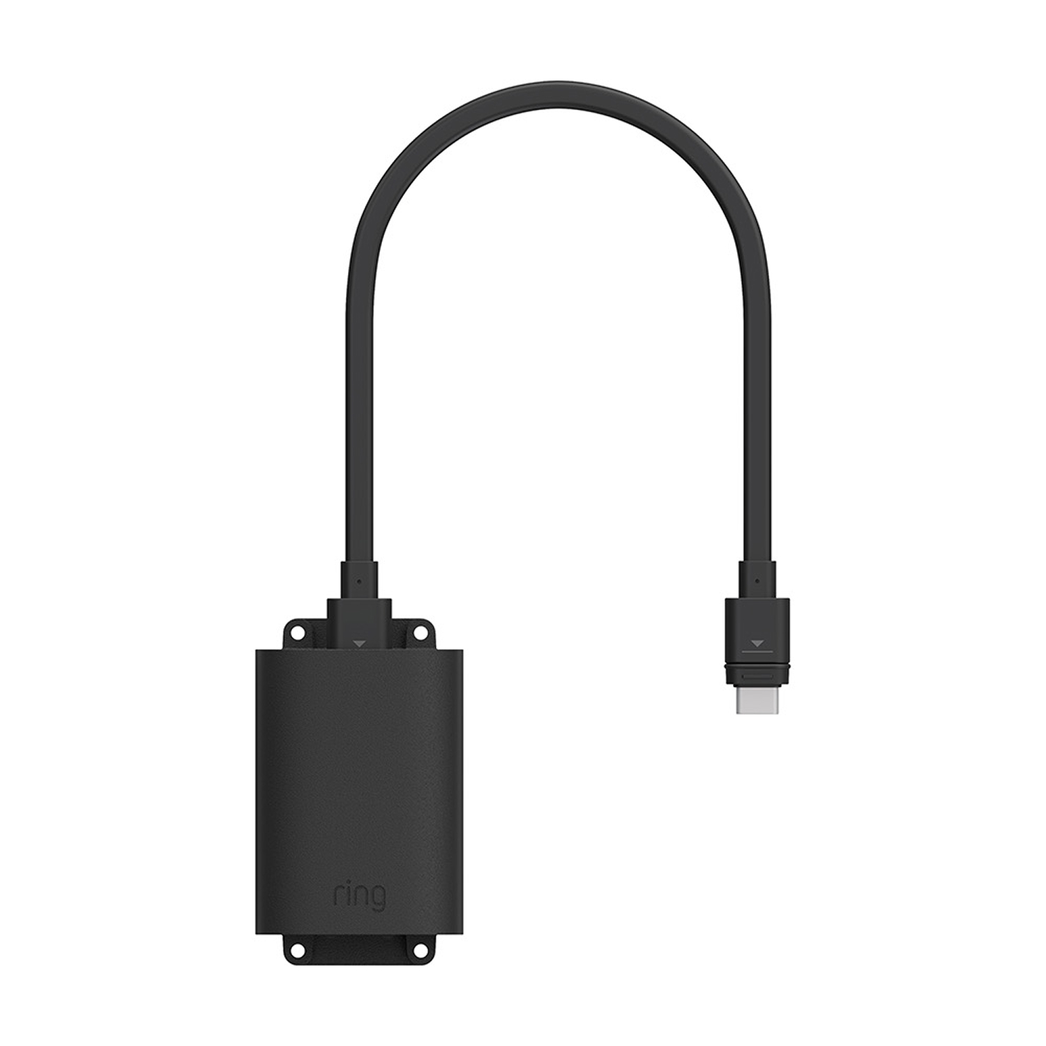 PoE+ to USB-C Indoor Adapter (Indoor Camera 4K and Outdoor Camera 4K Plus) - Black PoE+ to USB-C Indoor Adapter with a U-shaped cable ending in a USB-C connector, set against a white background